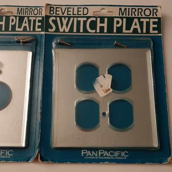 Vintage PanPacific Beveled Mirror Switch Plate Set of 3 NOS - Picture 4 of 5